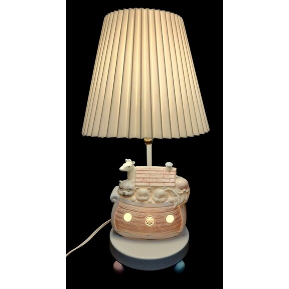 VTG Noahs Ark Baby Childrens Nursery Ceramic Lamp & Night Light 3 Way Switch EUC - Picture 6 of 9